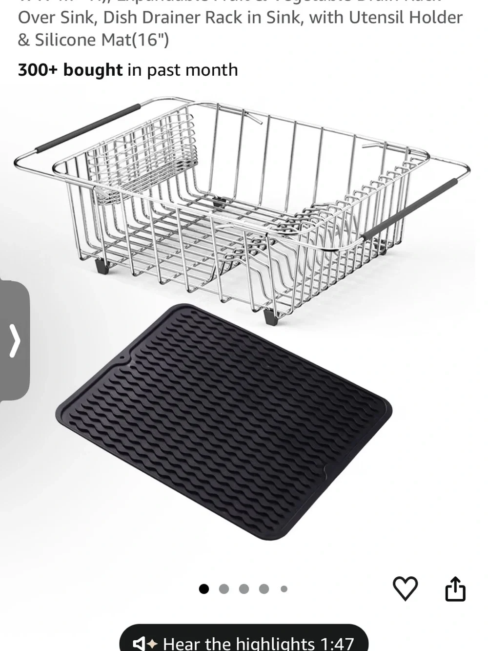 Silicone Multipurpose Drainage & Heat-Resistant Mat - Black NWT never used